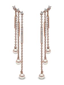 Yoko London boucles d'oreilles en or rose 18ct pavées de perles d'Akoya