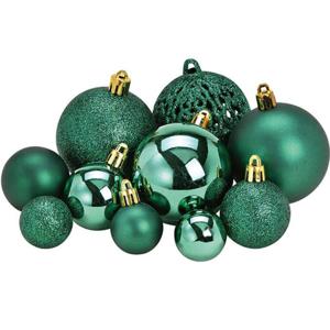 100x Kerstballen - kunststof - emerald groen - 3/4/6 cm