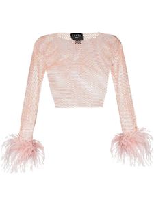 Santa Brands haut Feathers crop à ornements strassés - Rose