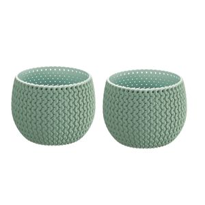 2x Stuks ronde mintgroene kunststof Splofy bloempotten/plantenpotten 1,4 liter