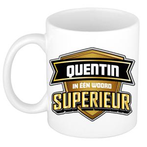 Naam mok Quentin - wit - Superieur - keramiek - 300 ml - cadeau collega beker