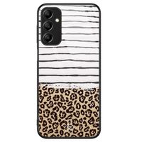 Samsung Galaxy A14 glazen hardcase - Leopard lines Samsung Galaxy A14 glazen hardcase - Leopard lines