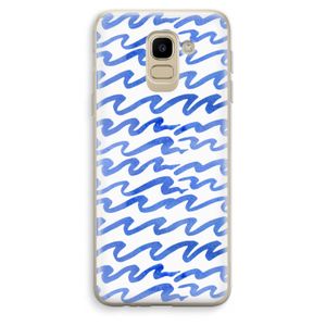 Blauwe golven: Samsung Galaxy J6 (2018) Transparant Hoesje