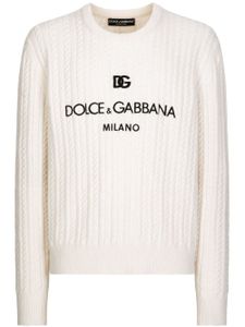 Dolce & Gabbana pull en maille torsadée à col rond - Blanc