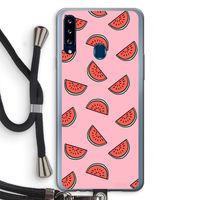 Watermeloen: Samsung Galaxy A20s Transparant Hoesje met koord