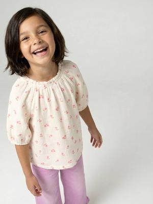 Blouse voor meisjes van katoengaas vanille