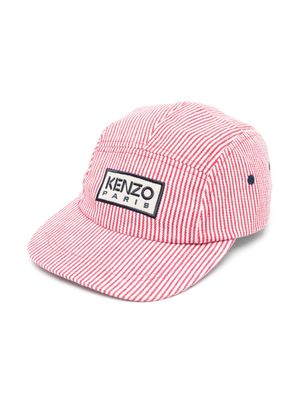 Kenzo Kids casquette rayée à patch logo - Rouge