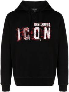 DSQUARED2 hoodie Icon Scribble en cotno - Noir