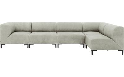 Goossens Excellent Hoekbank Marshall grijs, leer, 1,5-zits, urban industrieel