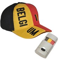 Supporters verkleed set Belgie pet rood met schminkstift - thumbnail