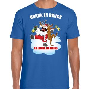 Fout Kerstshirt / outfit Drank en drugs blauw voor heren