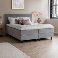 Dekbed Discounter Boxspringset Julia Rib - Grijs 180 x 200 cm, Montage: Excl. Montage