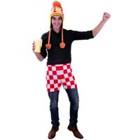 Carnaval verkleed korte broek - Rood met wit geblokt - Brabant vlag thema kleuren