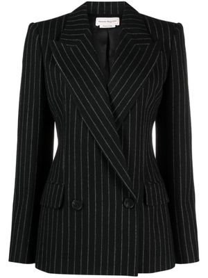 Alexander McQueen blazer rayé à boutonnière croisée - Noir