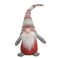 Pluche gnome/dwerg decoratie pop/knuffel rood/grijs mannetje 45 cm - Kerstman pop - thumbnail