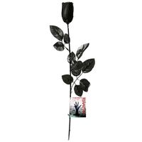 Halloween accessoires bloemen - zwarte rozen met blaadjes - 53 cm - thumbnail