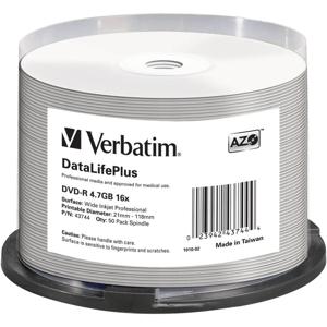 Verbatim 43744 DVD-R disc 4.7 GB 50 stuk(s) Spindel Bedrukbaar