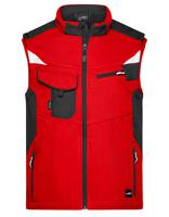 James & Nicholson JN845 Workwear Softshell Vest -STRONG- - Red/Black - 5XL