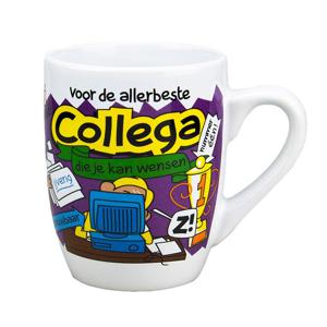 Cartoon cadeau koffie mok/beker - voor de allerbeste collega - 300 ml - koffiebekers/feestartikelen