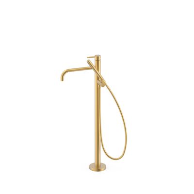 Vrijstaande badkraan Tres Study Exclusive | Hoogte uitloop 67.4 cm | Draaibare uitloop | Mengkraan | Rond | 24k Goud mat