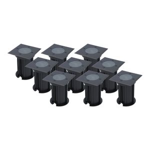 9x Ramsay dimbare LED grondspot - Vierkant - Zwart - ex. GU10 - IP67 straal waterdicht - 3 jaar garantie Grondspot buiten 230V