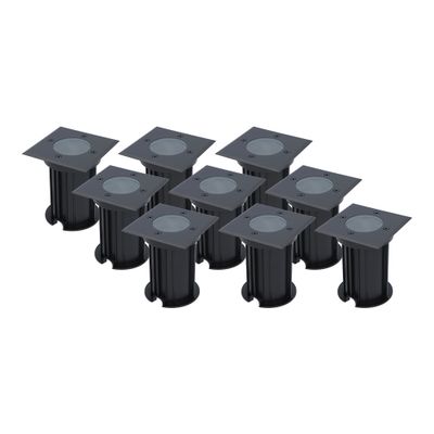 HOFTRONIC™ 9x Ramsay dimbare LED grondspot - Vierkant - Zwart - ex. GU10 - IP67 straal waterdicht - 3 jaar garantie