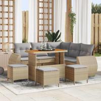 Tuinbankenset 9 pcs Beige poly rattan