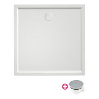 Douchebak Xenz Mariana | 100x100x4 cm | Incl.Afvoersifon-Chroom | Acryl | Vierkant | Wit glans