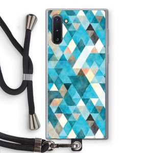 Gekleurde driehoekjes blauw: Samsung Galaxy Note 10 Transparant Hoesje met koord