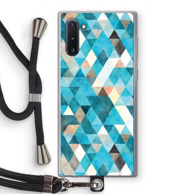 Gekleurde driehoekjes blauw: Samsung Galaxy Note 10 Transparant Hoesje met koord