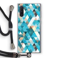 Gekleurde driehoekjes blauw: Samsung Galaxy Note 10 Transparant Hoesje met koord