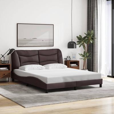 Bedframe zonder matras stof donkerbruin 160x200 cm