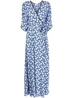 DVF Diane von Furstenberg robe longue Eloise à col v - Bleu