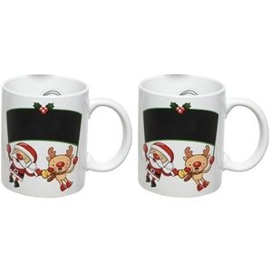 Set van 4x stuks kerst bekers/mokken 300 ml rendier/kerstmanmet bel