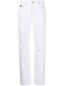 Dolce & Gabbana jean boyfriend à effet usé - Blanc