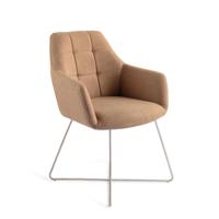 Jesper Home Eetkamerstoel 'Noto' Cross Steel, kleur Toasted Toffee