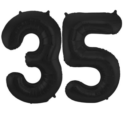 Folat Verjaardag Leeftijd folieballon - 35 jaar - zwart - 86 cm - cijferballon groot