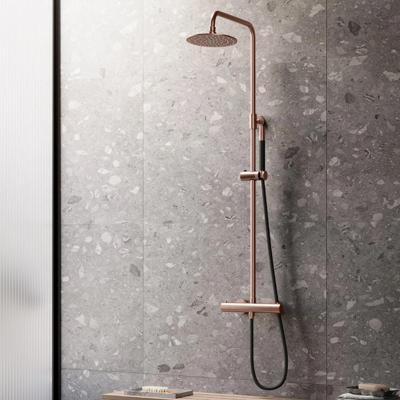 Regendouche set SaniClear Copper Pro | Opbouw | 30 cm | Thermostaatkraan | 2-weg | Rond | Koper geborsteld