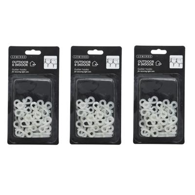 Lumineo dakgoot haakjes - 96x - 1,8 cm - kunststof - bevestiging kerstverlichting - lichtsnoeren