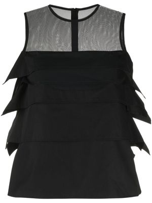 sacai haut volanté à design sans manches - Noir
