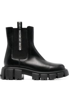 Love Moschino bottes en cuir à bande logo - Noir