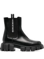 Love Moschino bottes en cuir à bande logo - Noir - thumbnail