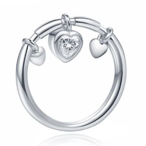 Zilverkleurige Dames Ring met Hart Hanger van Zirkonia