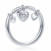 Zilverkleurige Dames Ring met Hart Hanger van Zirkonia - thumbnail