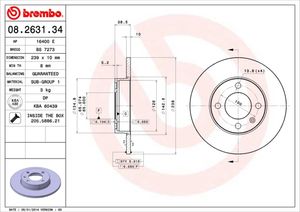 Remschijf BREMBO, Remschijftype: Massief, u.a. für Audi, VW, Seat