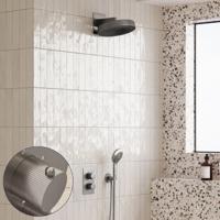 Regendouche set SaniClear Evolution Stripes | 30 cm | Incl.Inbouwdeel | 2 standen handdouche | RVS