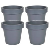 Mega Collections Plantenpot/bloempot - 4x - kunststof - grijs - buiten - D16 x H14 cm - Plantenpotten