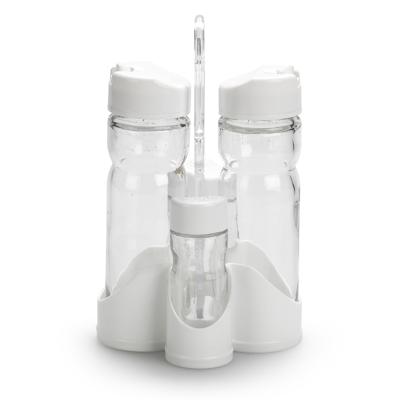Plasticforte Olie- en azijn set - kunststof - wit - incl. peper en zout strooier