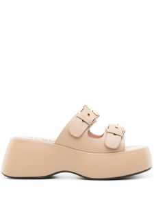 Moschino Dolly 75mm leather mules - Tons neutres