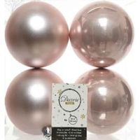 4x Lichtroze kerstballen 10 cm kunststof mat/glans